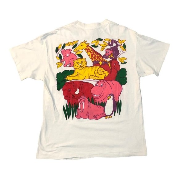 Vintage 90s Mothers Cookies Zoo Pals Animal Cookies T-shirt double sided (rare) - Picture 2 of 3